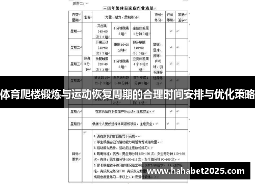 体育爬楼锻炼与运动恢复周期的合理时间安排与优化策略